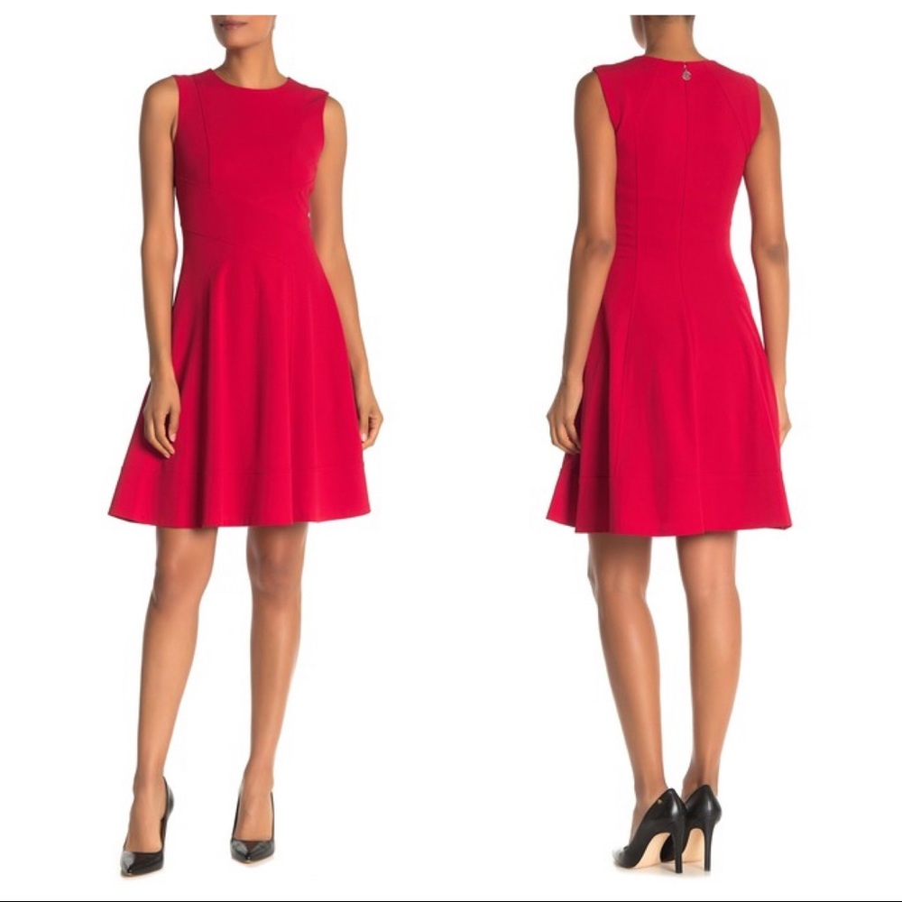 Tommy Hilfiger Red Sleeveless Fit and Flare Dress